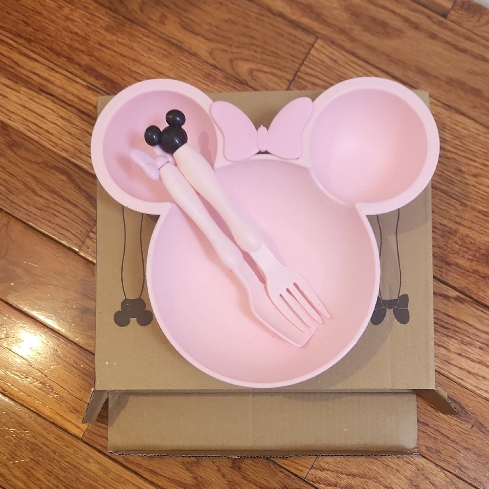 Pink Mouse Ears Kids Dinner Set